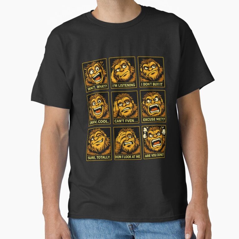 Bigfoot Moods Reaction Grid – Funny Sasquatch Faces funny t-shirt design