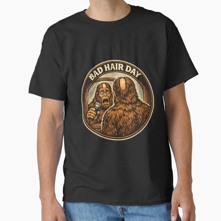 Bad Hair Day Bigfoot – Shaving Disaster Mirror Funny Tee funny t-shirt design