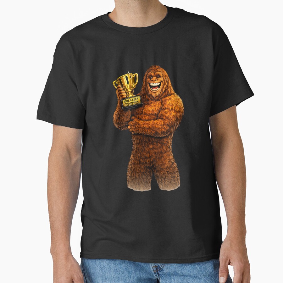 Hide & Seek Champion Bigfoot Trophy funny t-shirt design